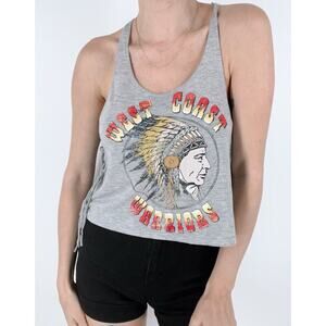 Freeze West Coast Warriors Gray Fringed Tank Top Size Small